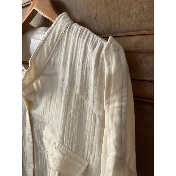 NWT Acacia Swimwear Van Top Sz P/S Cream Cotton Gauze 3/4 Sleeve - Picture 3 of 9